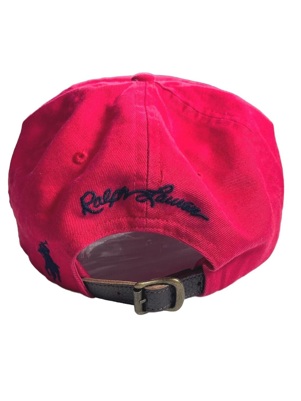NWT Polo Ralph Lauren Red Big Script Logo Adjustable LeatherStrap Preppy Hat - Picture 3 of 6